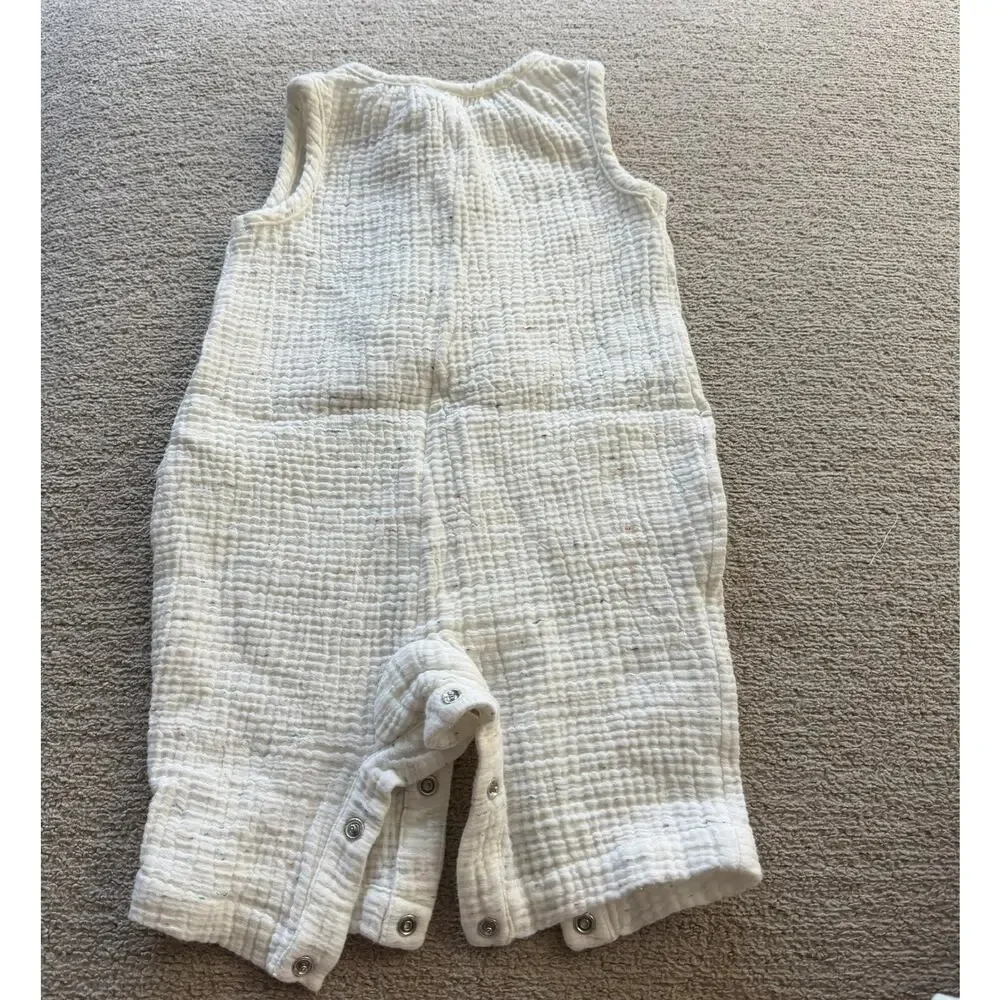 NWOT Tiny Citizen Baby Gauze Jumper Overalls Cream Neutral 3M